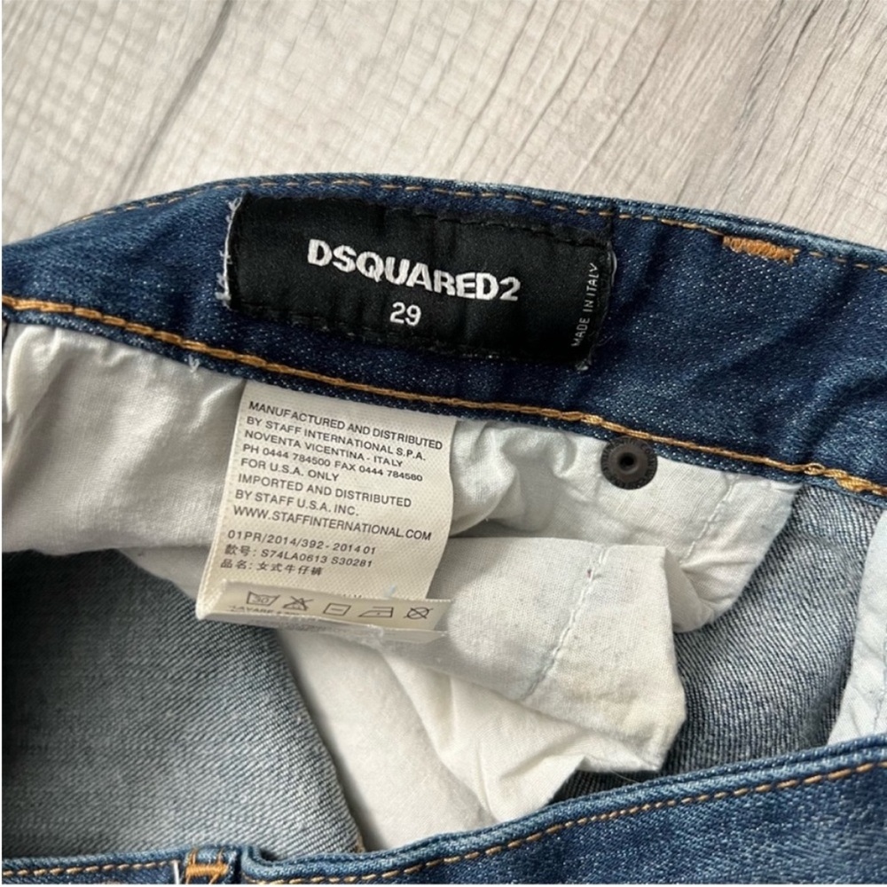 DSQUARED2 Distressed Skinny Skater Patchwork Jeans Blue Size 29 - Picture 9 of 16